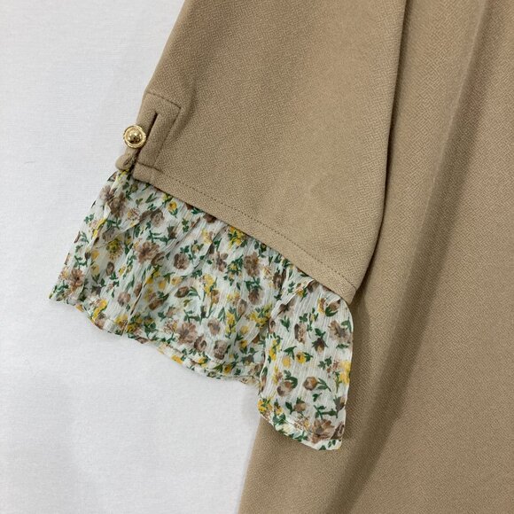 Isaac Mizrahi Top size 3X Tan Cream Floral Sleeve Stretch Knit Elegant Preppy - Picture 3 of 10